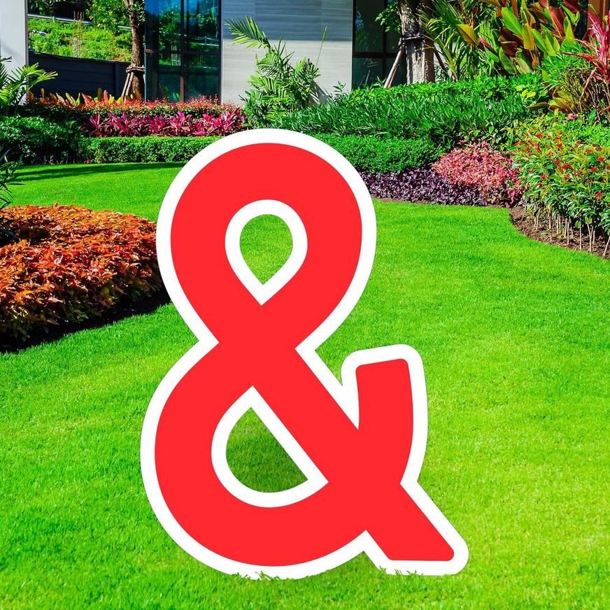Red Ampersand Corrugated Plastic Yard Sign, 30in